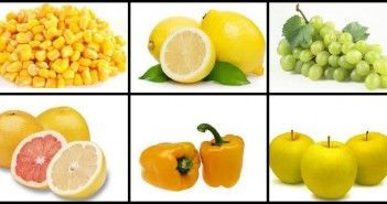 Surtido de Frutas y Verduras de Color Amarillo