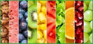 Surtido de Hortalizas, Frutas y Verduras Clasificadas por Colores