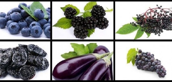 Surtido de Frutas y Verduras de Color Morado